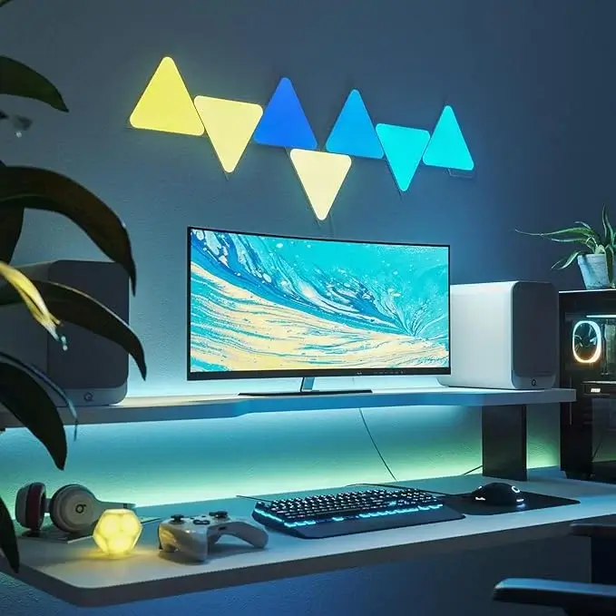 Nanoleaf Shapes WiFi and Thread Smart RGBW 16M+ Color LED Dimmable Gaming and Home Decor Wall Lights Expansion Pack (Mini Triangles (10 Pack))